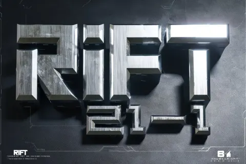 Main Text: The word "RIFT" is rendered in a powerful, heavy