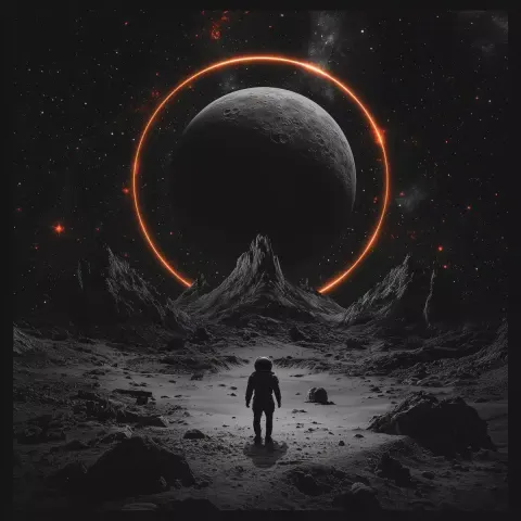 Astronaut Silhouette With Star Ring