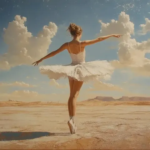Ballet Dancer In Desert