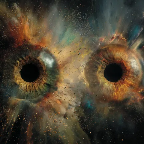 Surreal abstract cosmic background featuring two large