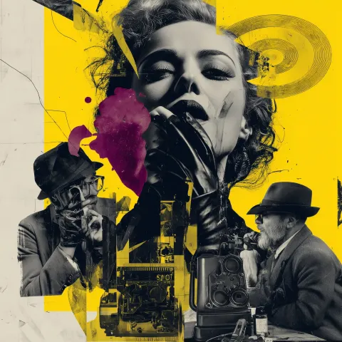The struggling record industry and the hypocritical old film industry as a poster - provocative