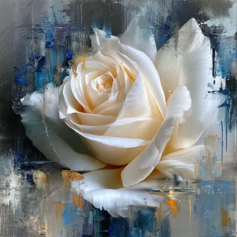 An_extreme_abstract_oil_painting ofwhite rose