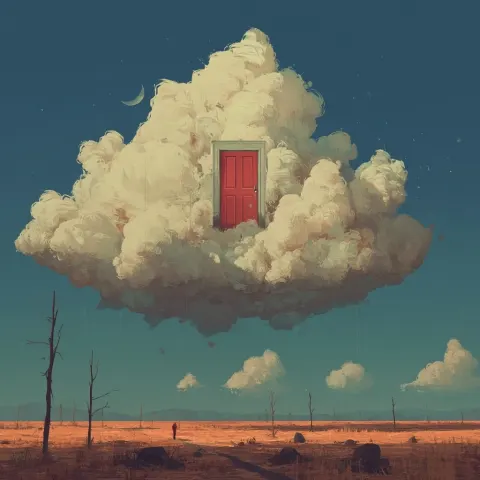 A door inside a cloud