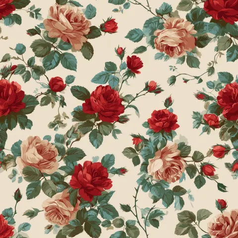 Seamless, vintage rose pattern, plain background