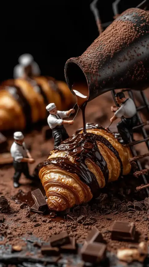 Miniature Bakers Decorating Croissant
