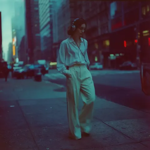 A young woman in a minimalist look