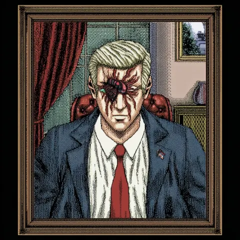 16-bit pixel art, character portrait, alien politician, bizarre anatomy, Junji Ito