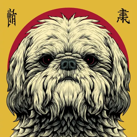 Japanese horror shih tzu dog vector