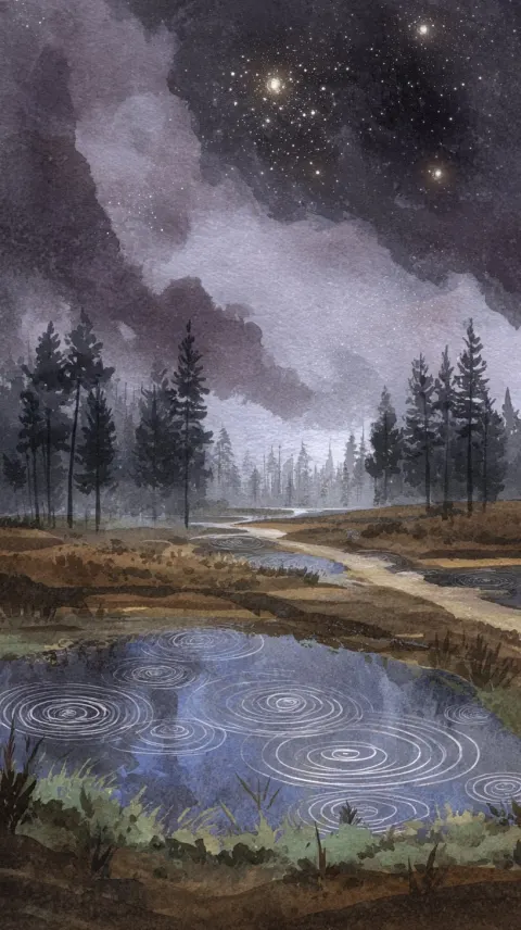 May Evening Rain in a Leningrad Region Forest