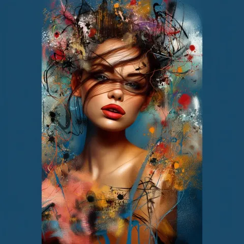 Woman in Picasso style, abstract impressionism
