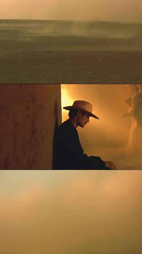 Top view, in the style of Wong Kar-wai's *Ashes of Time*