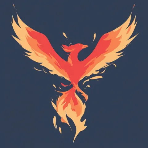 A simple vector icon that looks like a pheonix