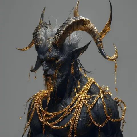Ashen Demon Bound in Intricate Golden Chains