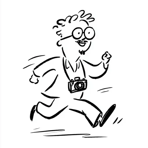 Simple bold black and white rough cartoon illustration