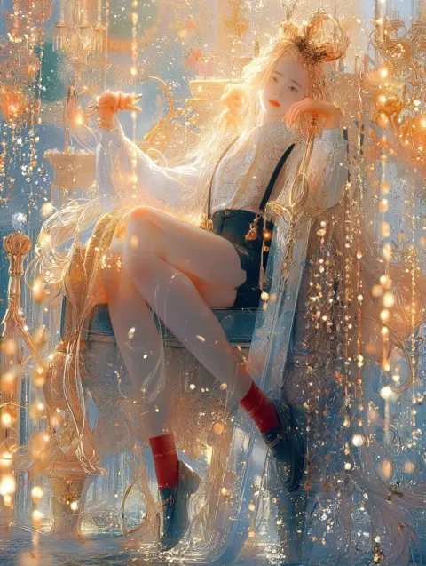 Blonde long hair girl, high qulity, high detail, anime style illustration, full body, 3D, 4K