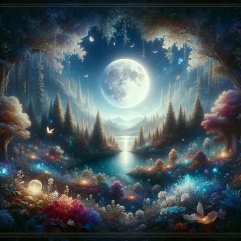 Mystical Forest Under Full Moon.