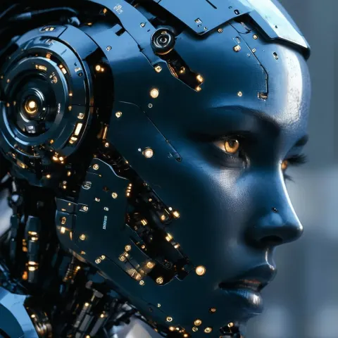 Cyborg Portrait Rendered in Dramatic Night Shadows