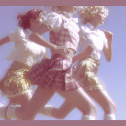 High school girls running. a lighthearted youth.