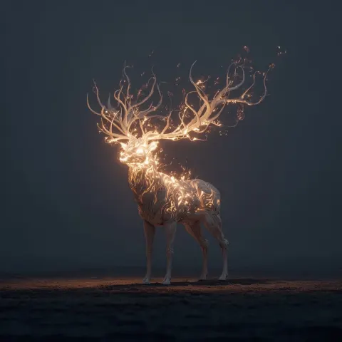 Frontal view of a burning cervus
