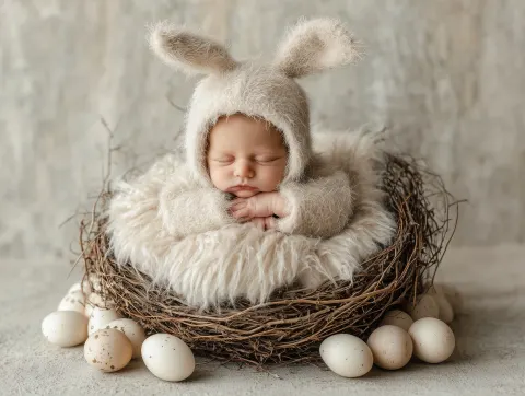 Minimal Newborn photoshoot easter