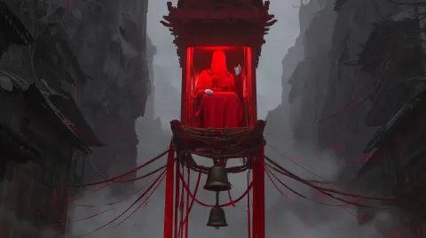 Chinese Horror Ghost Palanquin in a Canyon Village