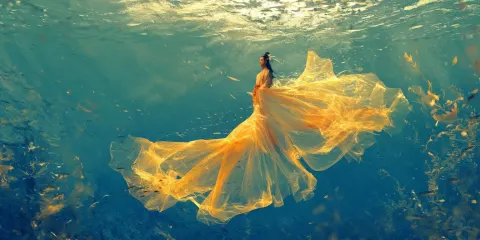 Fish God Elder Floating Underwater