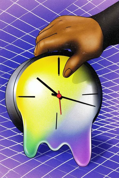 Digital artwork depicting melting time