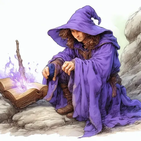 Lightfoot Halfling Wizard in Purple Manga Robes