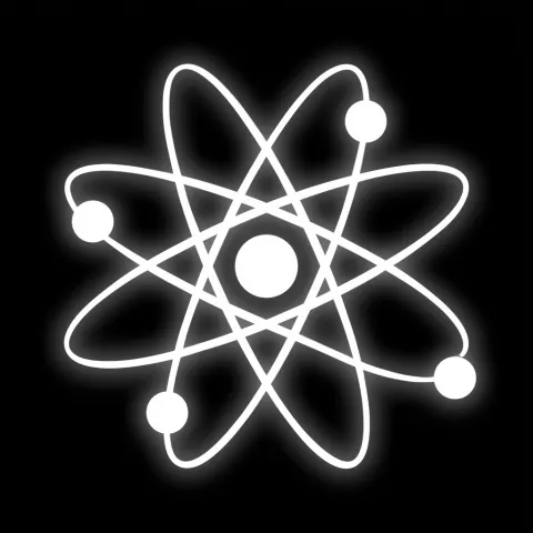 3A sci-fi game icon, black and white minimalism style, pure black background
