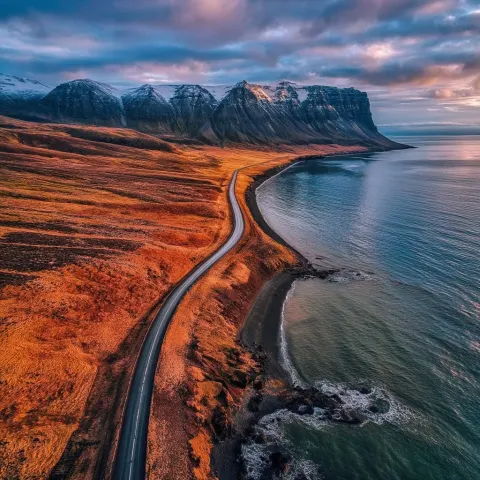 Drone looking over iceland