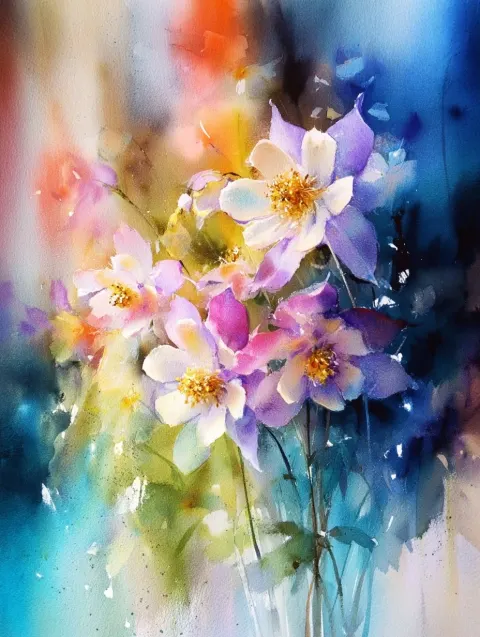 Columbine flowers in a vase