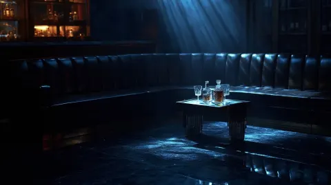 Private VIP Bar Booth, Dark Luxury, No People