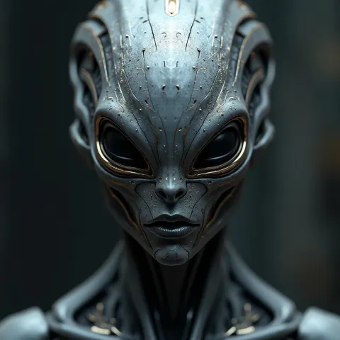 Adamantium Alien With a Polished Machine Face
