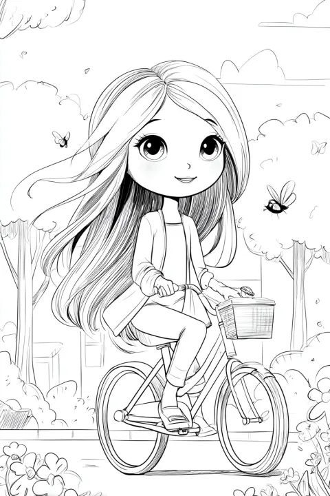Black and white coloring page for kids, clean vector line art, no shading, no gray