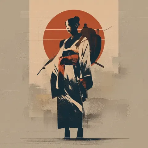 Concept art kimono design of retropunk steam knight