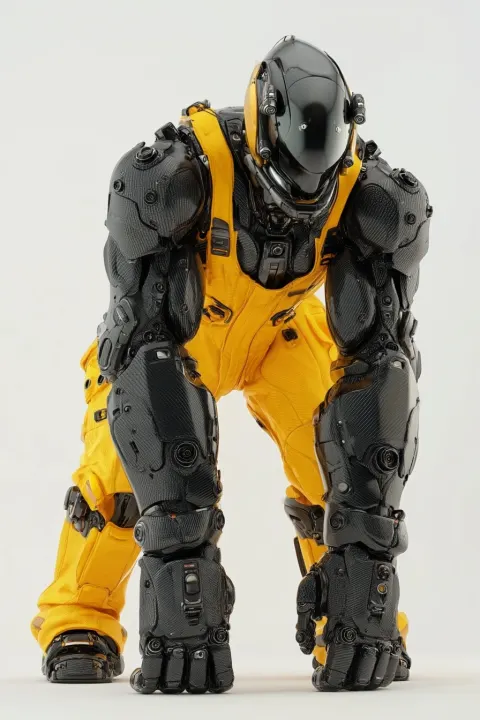 Cyberman male portrait, futuristic biomimetic mechanical body inspired by a silverback gorilla