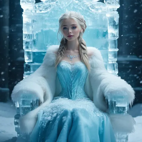 Ice Daughter Enthroned in Crystalline Frozen Majesty