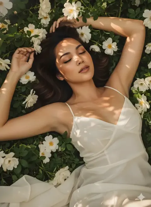 Soft Light Flower Goddess Lying