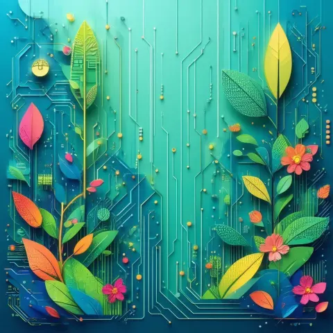Cutout Banner Where Circuits Bloom Into Leaves