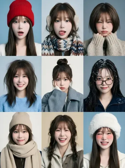 Snow Fun 9-Grid Portrait