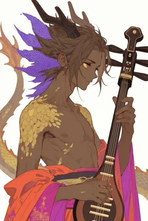 Censored Dragon Musician Portrait