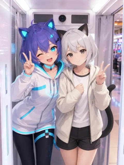 Anime Characters in Real Purikura Booth