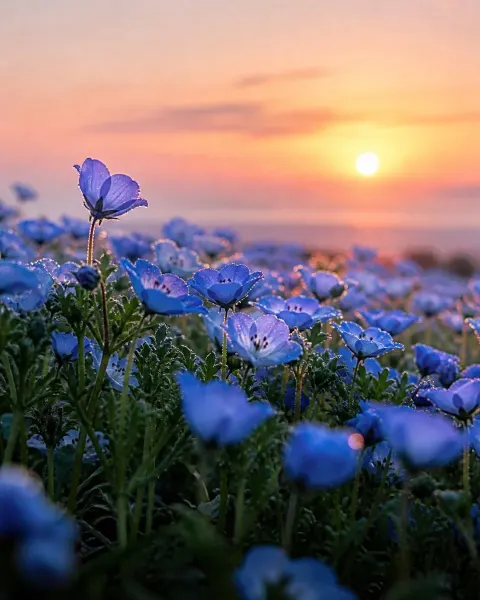 Dewy Nemophila Sunrise Macro