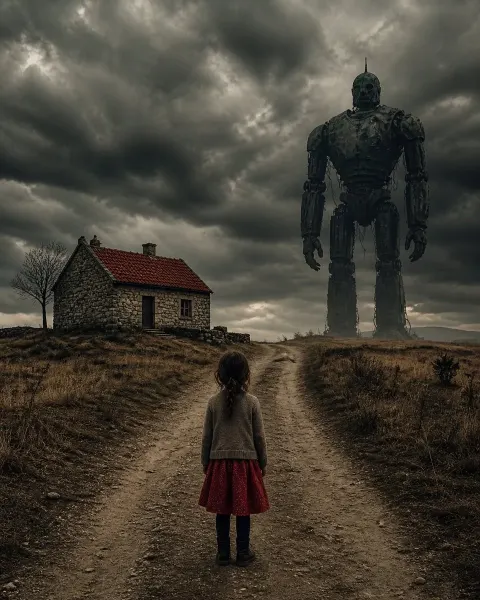 Girl Facing Giant Robot