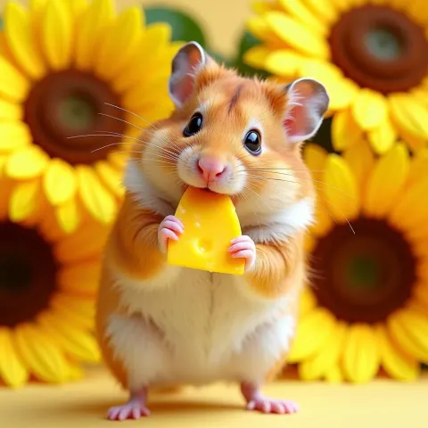 Ginger Hamster Munching Cheese on Provia Film