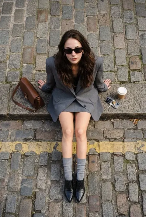 Overhead Gray Suit Goddess