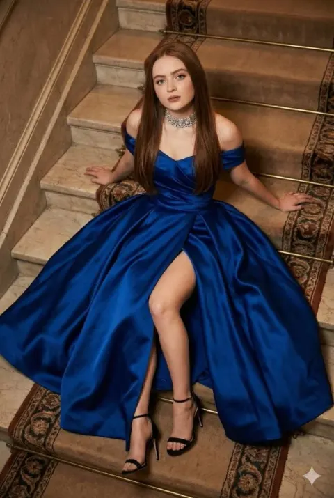 Blue Satin Queen Grand Staircase