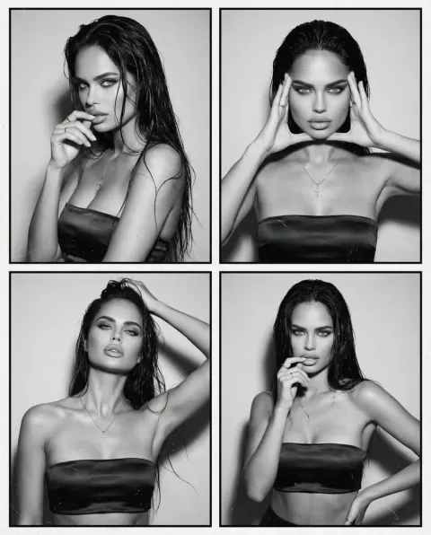 Monochrome Wet Hair Grid