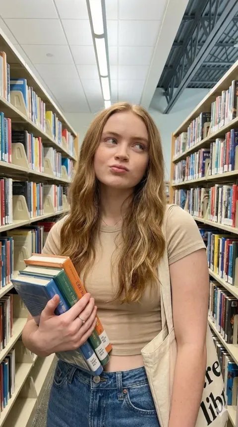 Playful Library Bookworm Girl