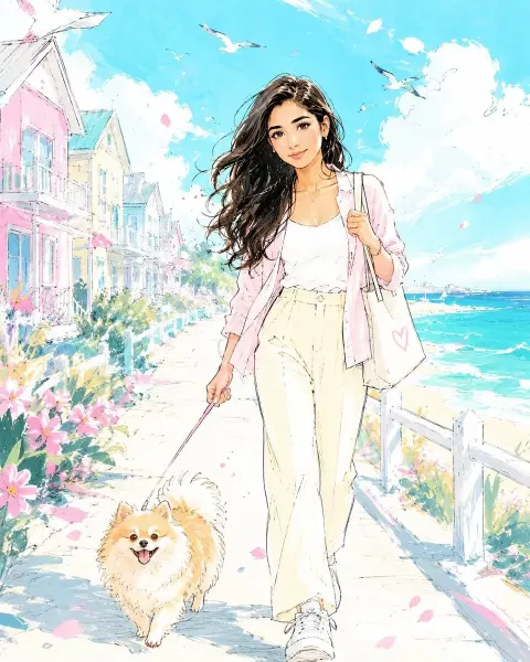 Seaside Anime Sketch